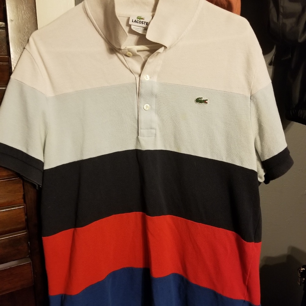Lacoste Polo shirt sz 6 mens medium blue red white